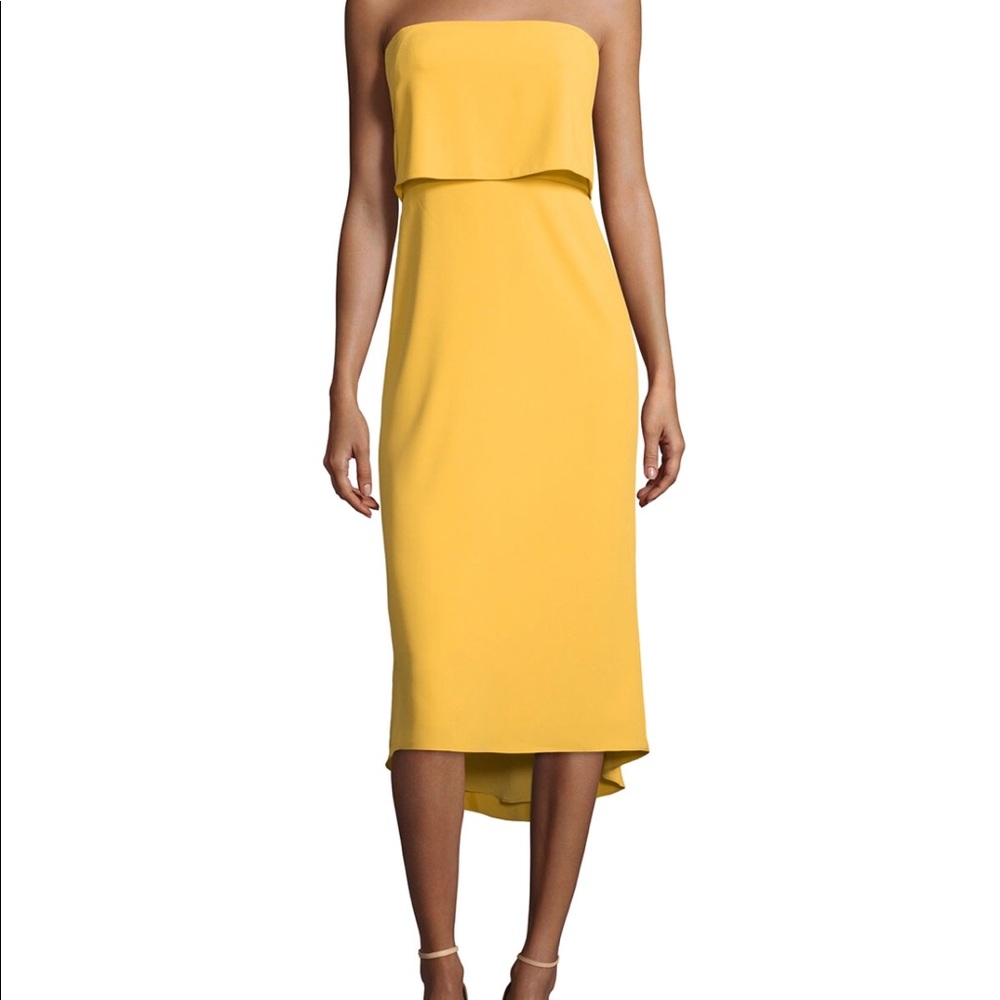 Halston Heritage Midi Popover Dress in Marigold